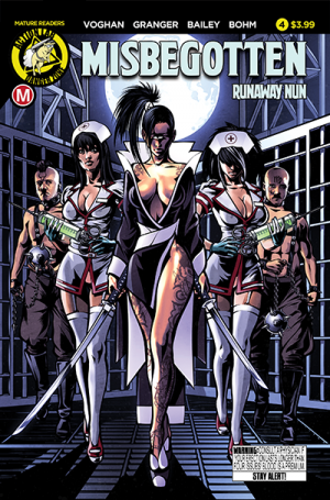 Misbegotten Comics Runaway Nun Issue 4 Cover with Klaudette and hot nurses